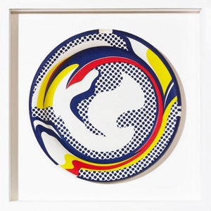 Roy Lichtenstein &quot;Plate&quot; - 1969 - Rare Screen Print on Paper Plate - Custom Framed