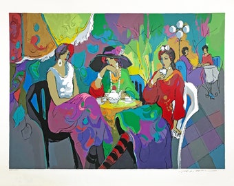 Isaac Maimon &quot;Park Garden Cafe&quot; - 1994 - Large Hand Signed Serigraph - COA - GallArt