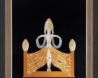 Erte "Enchantress" - 1986 - Large Hand Signed Foil Stamped Embossed Serigraph - Framed - COA