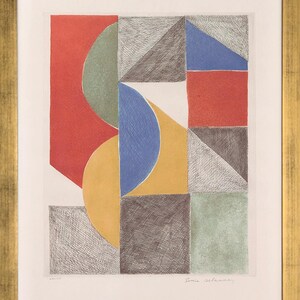 Sonia Delaunay "Venise" - 1969 - Rare Hand Signed Aquatint Etching - Custom Framed - COA