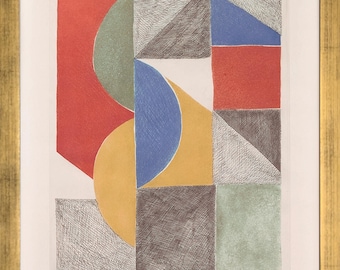 Sonia Delaunay "Venise" - 1969 - Grabado a la aguatinta firmado a mano, raro - Enmarcado a medida - Certificado de autenticidad