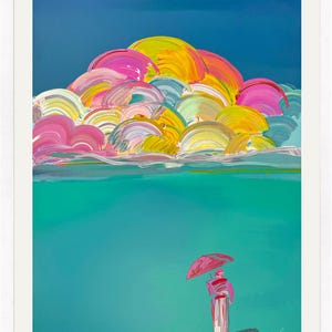 Peter Max &quot;Umbrella Man With Rainbow Sky&quot; - 1990 - Hand Signed Serigraph - Framed - COA - GallArt