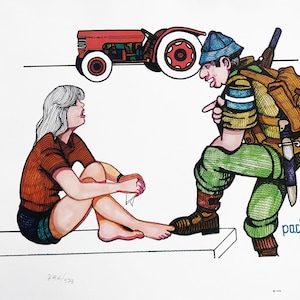 Ferdie Pacheco „Kibbutz Visitor” – 1978 – litografia z podpisem ręcznym – Judaica Art – COA – GallArt