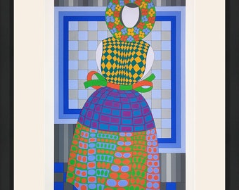 Victor Vasarely "Fille Fleur" - 1982 - Hand Signed Serigraph - Framed - COA - GallArt