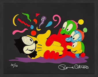 Ronnie Cutrone "No Glove No Love" - 1988 - Grande serigrafia unica rifinita a mano - Incorniciata