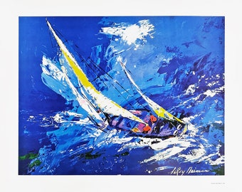 リロイニーマン『スモウ レスリング』65/300 サイン有 版画 美品 リロイ・ニーマン「ライオンと雌ライオン」シルク