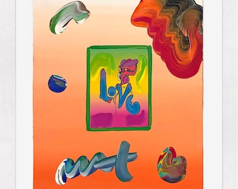 Peter Max "Love" - Unieke gesigneerde gemengde techniek op papier - ingelijst - COA - GallArt