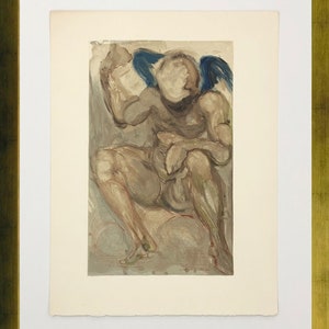 Salvador Dali &quot;Purgatory Canto 15&quot; - c. 1960 - Rare Woodblock from Divine Comedy - Framed - GallArt