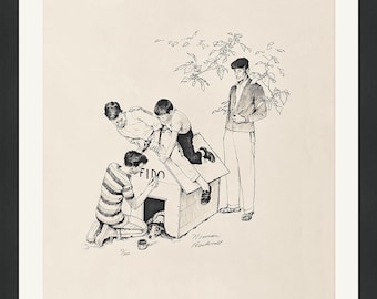 Norman Rockwell "Fidos hus" - 1973 - Handsignerad litografi - Inramad - COA - GallArt
