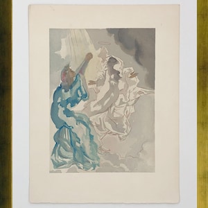 Salvador Dali &quot;Heaven Canto 5&quot; - c. 1960 - Rare Woodblock from Divine Comedy - Framed - GallArt