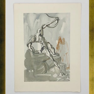 Salvador Dali &quot;Hell Canto 25&quot; - c. 1960 - Rare Woodblock from Divine Comedy - Framed - GallArt