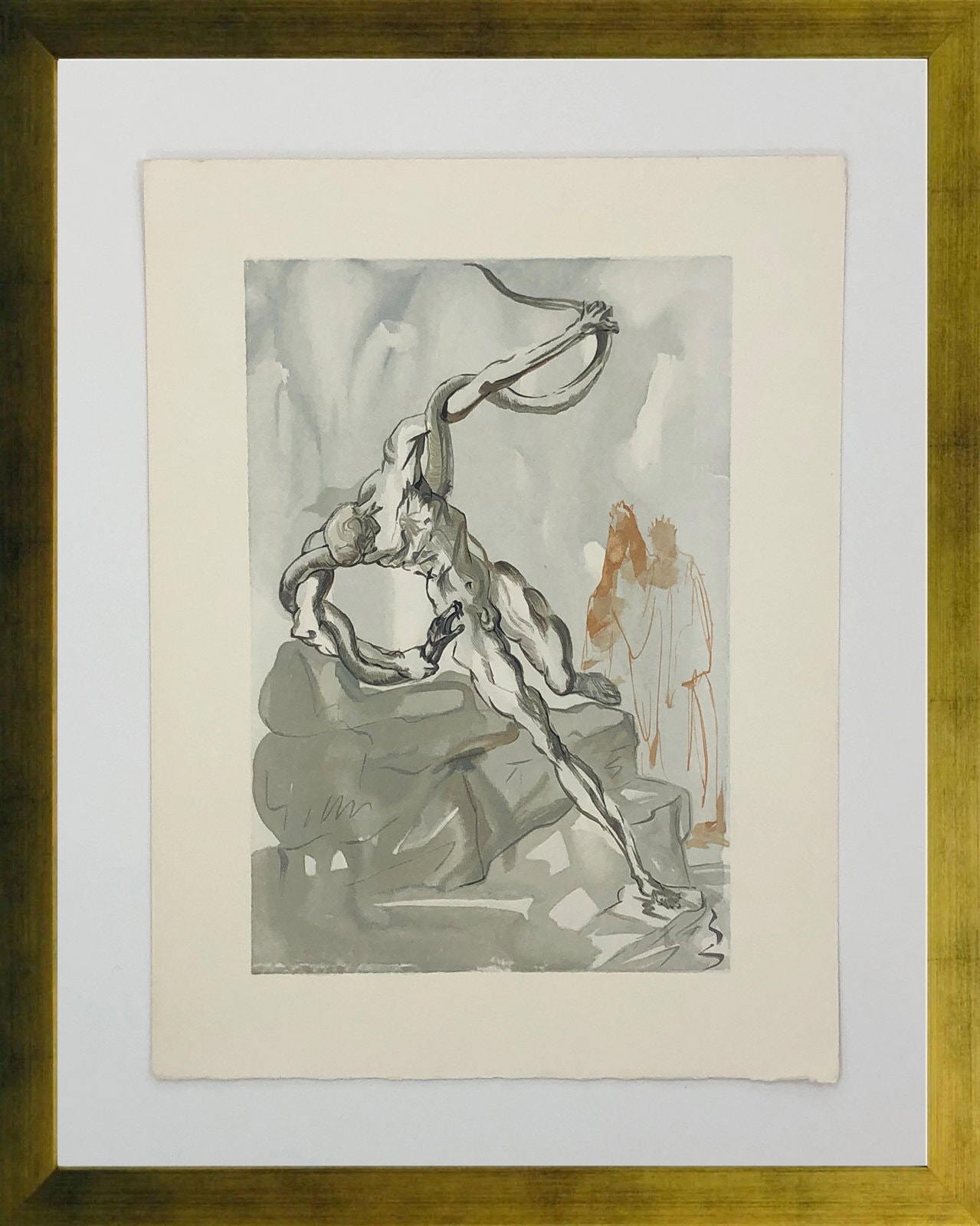 Salvador Dali "Hell Canto 25" - ca. 1960 - Seltener Holzschnitt aus Göttlicher Komödie - Gerahmt - GallArt