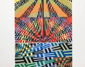 Antonio Perez Melero "Fugas I" - 1990 - Hand Signed Serigraph - Abstract Op Art - COA - GallArt