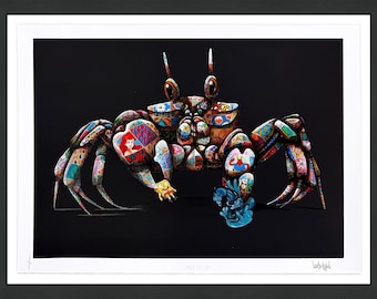Louis Masai "Bajo el mar" - Serigrafía única 1/1 acabada a mano - Negro con pan de oro - Enmarcada