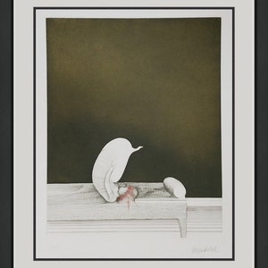 Paul Wunderlich "Sofafigur" - 1968 - Rara gravura assinada/água-tinta - Emoldurado - Certificado de Autorização de Introdução no Mercado - Veja ao vivo na GallArt