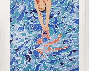 David Hockney „Olympische Spiele München, 1972“ - Großes Original Poster - Gerahmt