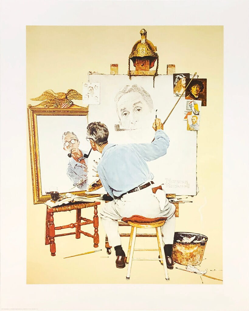 Norman Rockwell triple Self portrait 1972 Limited Edition Norman Rockwell triple Self portrait 1972 Limited Edition
