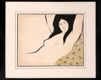Colleen Browning "Odalisque" - 1971 - Rare Hand Signed Lithograph - Framed - COA