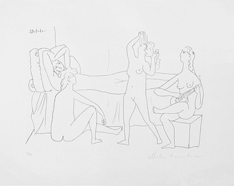 Pablo Picasso "Quatre Nus Au Harem" 1982 - Marina Picasso Hand Signed Lithograph - COA
