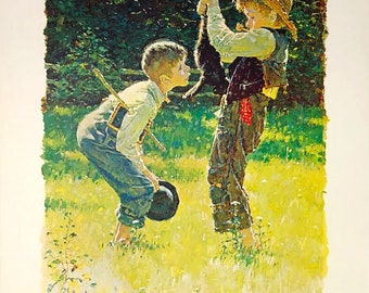 Norman Rockwell "Tom Sawyer Lemme See Him, Huck. My, He's Pretty Stiff - Collotype - GallArt