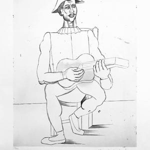 Pablo Picasso &quot;Arlequin Moustachu A La Guitare&quot; - 1982 - Marina Picasso Signed Lithograph  - COA