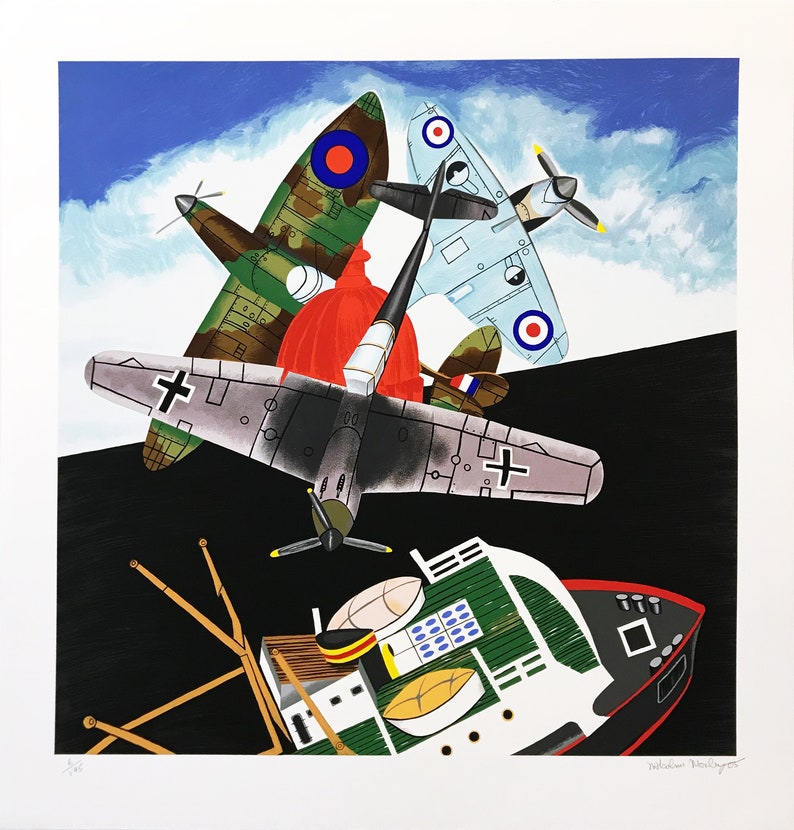Malcolm Morley Battle of Britain Signed Silkscreen COA See Live at GallArt Make an Offer image 1