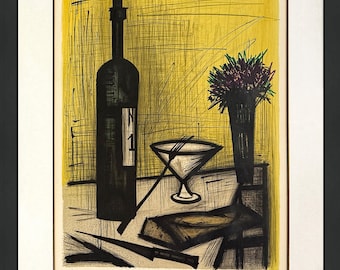 Bernard Buffet "Le Pain Et Le Vin" - 1964 - Rare Hand Signed Lithograph - Framed - COA