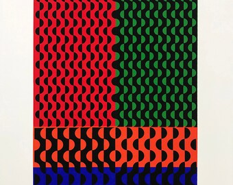 Antonio Perez Melero "Phases of the Moon" - Hand Signed Serigraph - Abstract Op Art - COA - GallArt