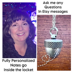 Manifestation Talisman Intention Capsule Necklace with Custom Personalized Quote, Wear Your Wishes Near Your Heart, in Antiqued Silver Acorn image 6
