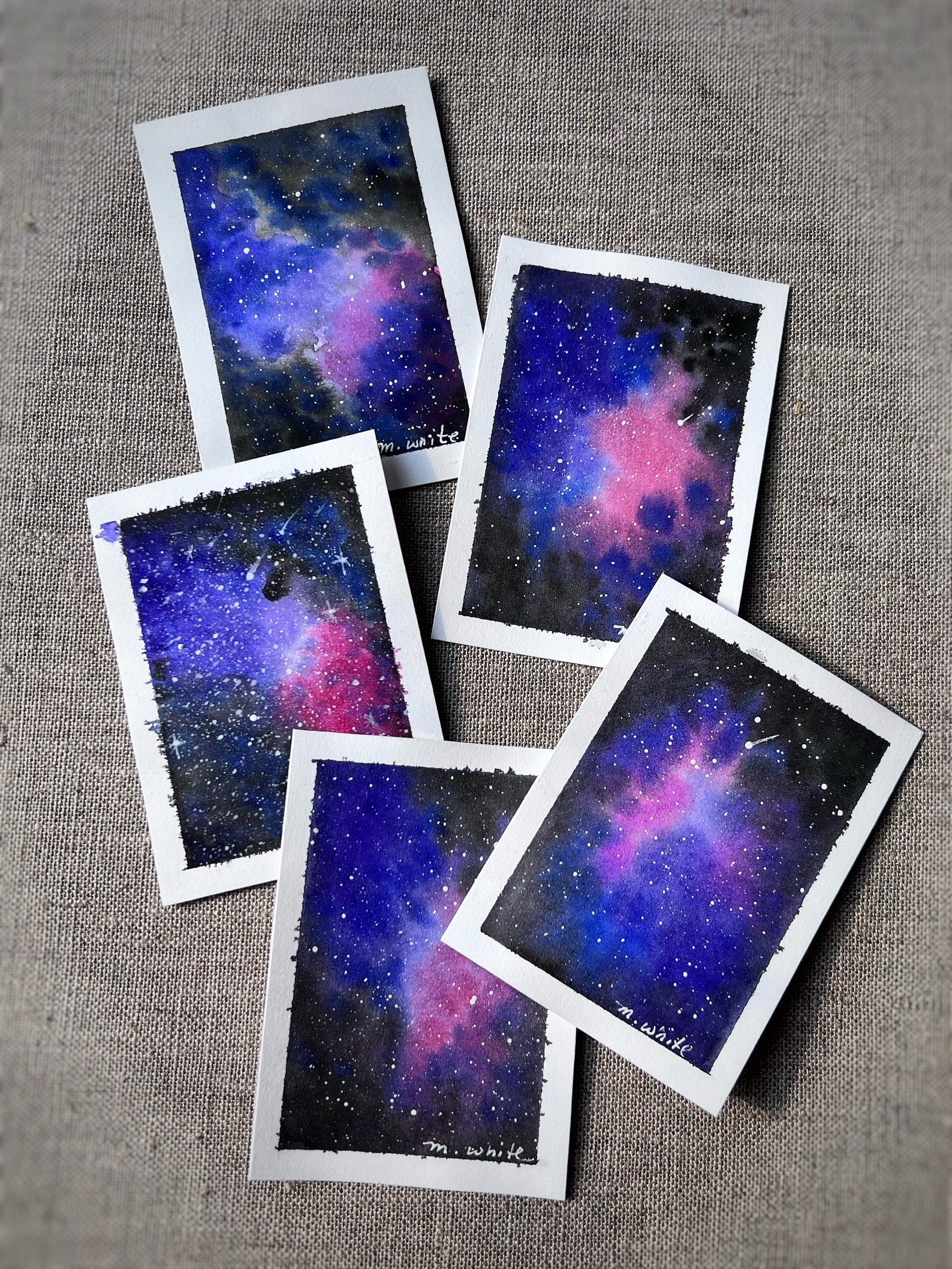 Night Sky Watercolor Original Painting Galaxy Milky Way ATC Size ...