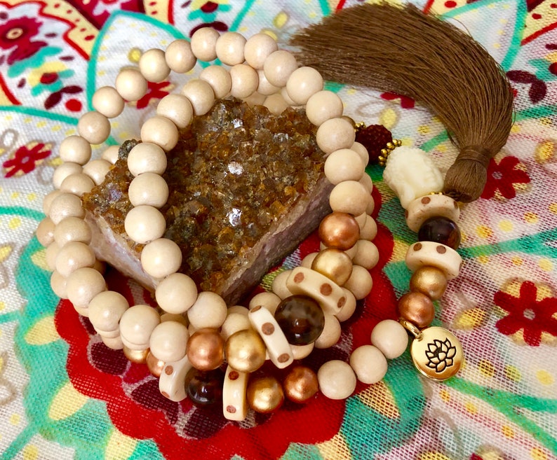 Mala with Buddha Bead and Lotus Charm