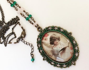 Vintage Inspired Angel Pendant Necklace