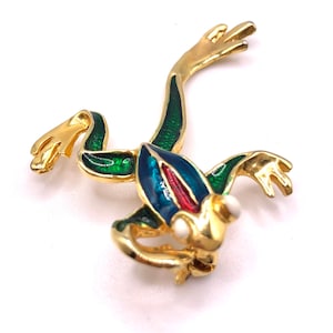 Monet Jumping Frog Brooch in Enamel Vintage