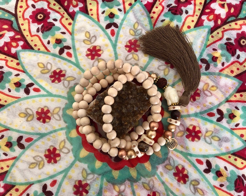 Mala with Buddha Bead and Lotus Charm
