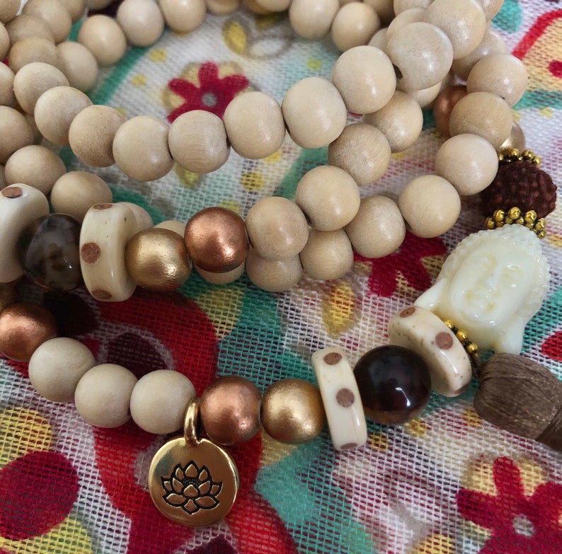 Mala with Buddha Bead and Lotus Charm