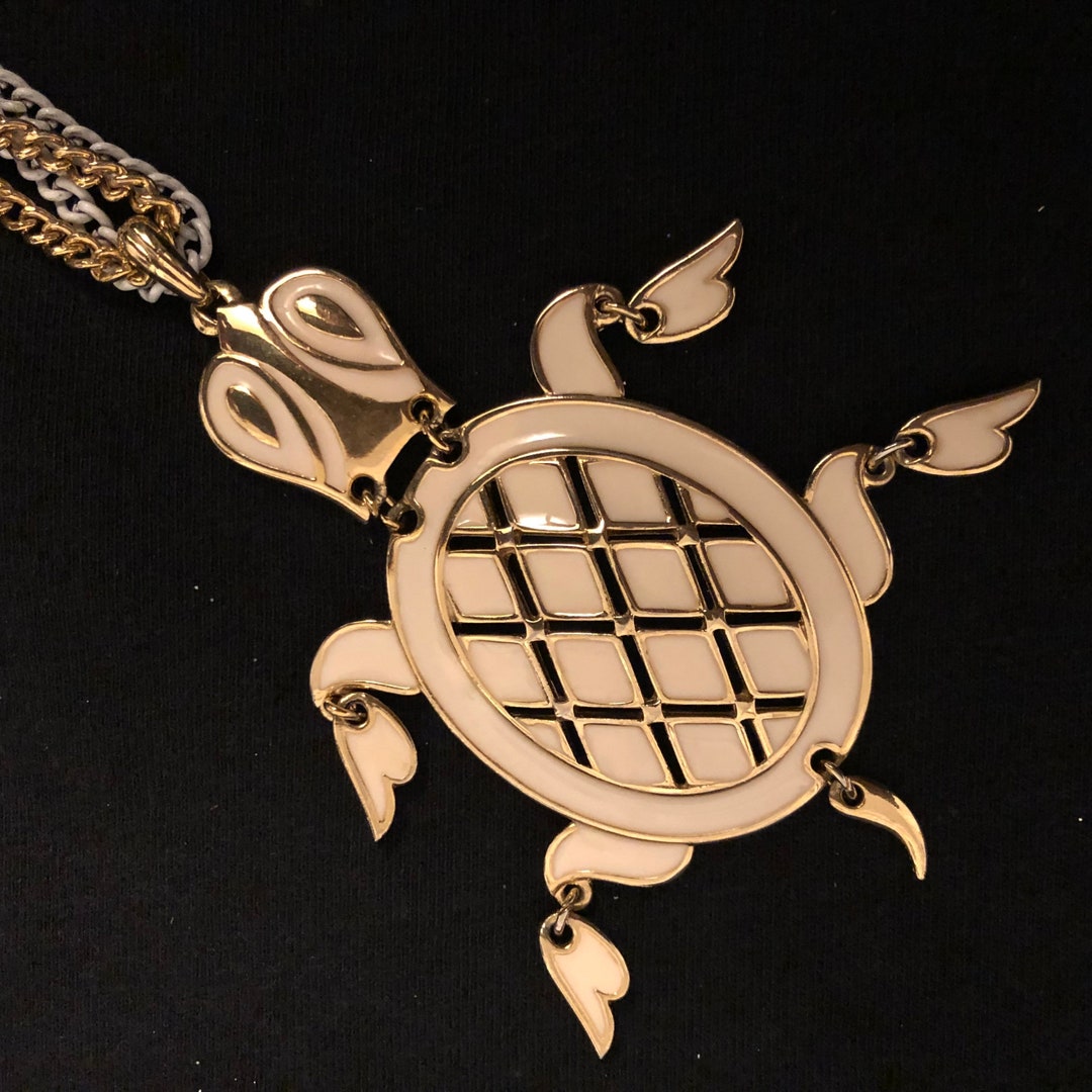 Turtle Chain Vintage Articulated Turtle Necklace With Double Strand Chains - Etsy