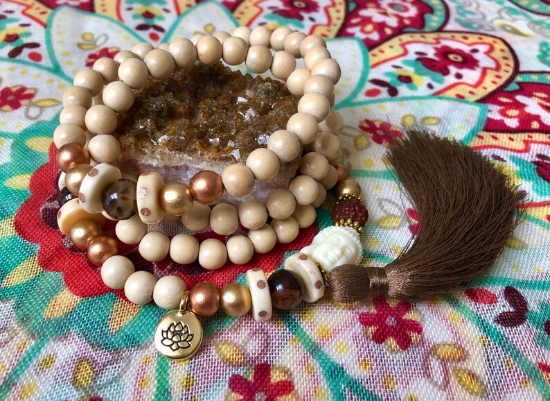Mala with Buddha Bead and Lotus Charm