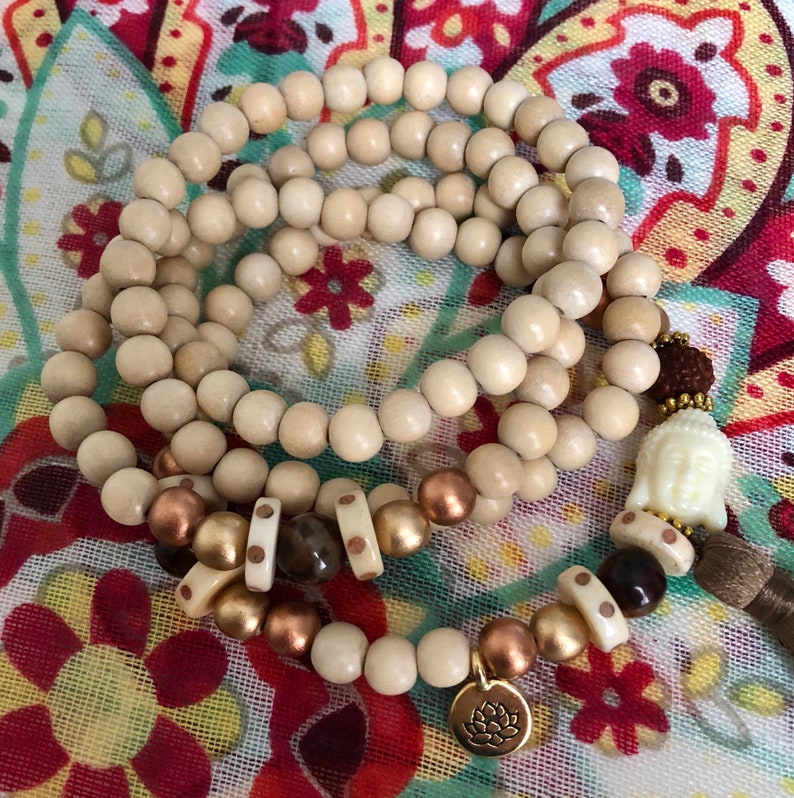 Mala with Buddha Bead and Lotus Charm