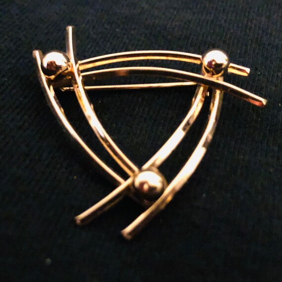 Mid Century LORAN Sim Brooch 14k Gold Filled - image 1