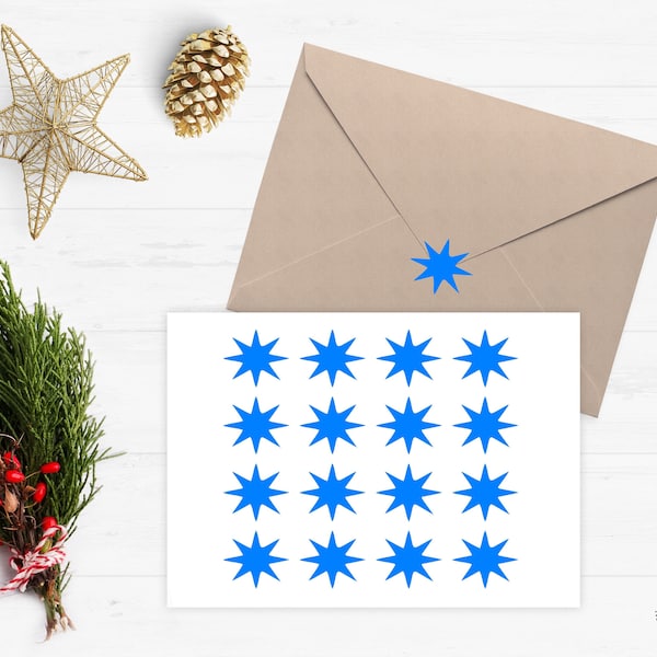Christmas Star Stickers, Christmas Star Planner Stickers, Star Sticker Set, Star Envelope Seals, Star Envelope Stickers, Christmas Star