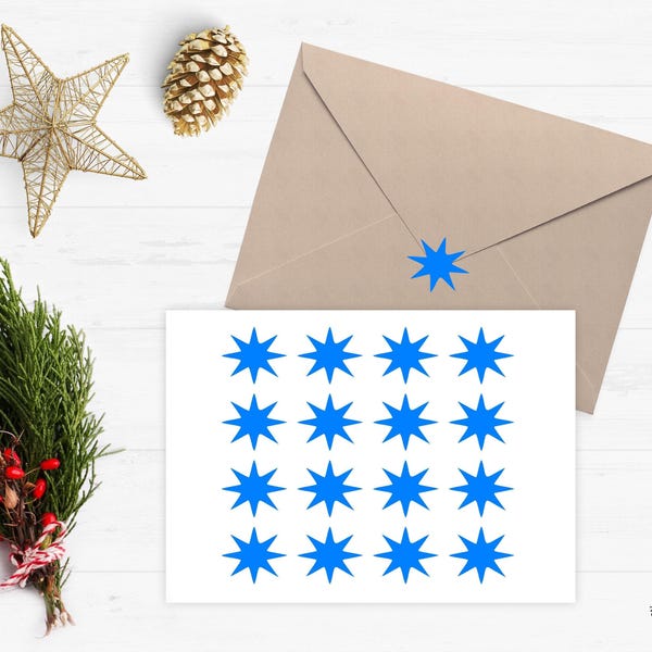 Christmas Star Stickers, Christmas Star Planner Stickers, Star Sticker Set, Star Envelope Seals, Star Envelope Stickers, Christmas Star
