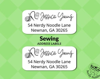 Sewing Address Labels, Sewing Return Address Labels, 100-250-500,  Needle and Thread Address Labels, Thimble Address Labels, Sewing Labels