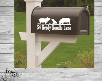 Pig Farm Mailbox Decal, Farm Mailbox Decal, Pig Mailbox Decal, Pigs Address Decal, Custom Mailbox Decal, Country Mailbox Decal, Mailbox Pig