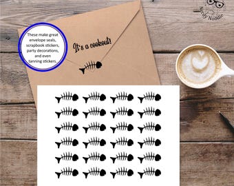 Fishbone Planner Stickers,  Fishbone Stickers, Fish Bone Sticker Set, Fishbone Envelope Seals, Fishbone Party Decorations, Fish Bones