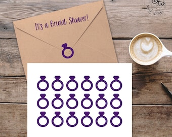 Diamond Ring Stickers, Ring Planner Stickers, Ring Sticker Set, Diamond Ring Envelope Seals, Engagement Ring Envelope Seals, Ring Stickers