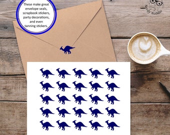 Parasaurolophus Dinosaur Stickers, Dinosaur Sticker Set, Parasaurolophus Envelope Seals, Dinosaur Envelope Stickers, Dinosaur Party Stickers