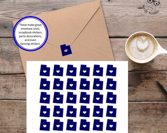 Utah Stickers, State of Utah Stickers, Utah Sticker Set, Utah Envelope Seals, State Stickers, UT Stickers, Utah, Utah scrapbook stickers, UT