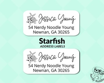 Starfish Address Labels, Starfish Return Address Labels, 100-250-500,  Personalized Address Labels, Starfish Mailing labels, address sticker
