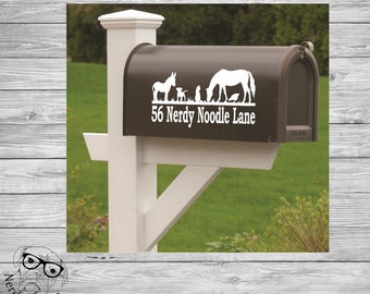 Mini Donkey, Horse, Chicken, Dog, Cat Mailbox Decal, Farm Mailbox Decal, Farm Animal Mailbox Decal, Chicken Mailbox Decal, Pet Mailbox Decal