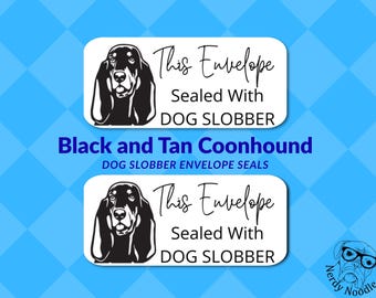 Black and Tan Coonhound Dog Slobber Stickers, Dog Envelope Seals, Dog Slobber Envelope Seals, Coonhound Envelope Seals, Dog Envelope Sticker